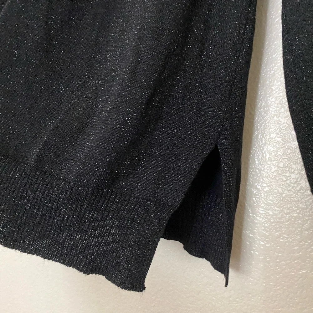 Verve Ami  Black Metallic Open Front Cardigan Size M